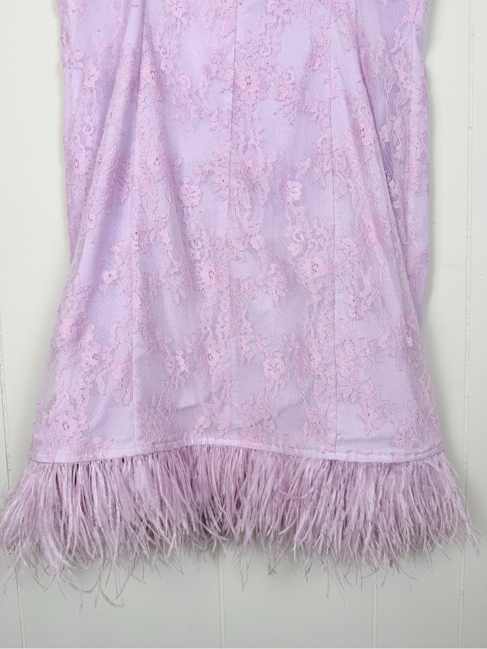 Lovers + Friends NWT Lilac Lace Feather-Trim Slip Dress Size XL - Picture 8 of 16